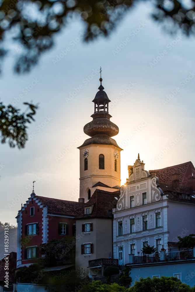 Frohnleiten Austria Golden Hour Village at river mur