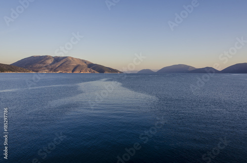 landscape of the sea and the mountains of the Ionian islands Greece