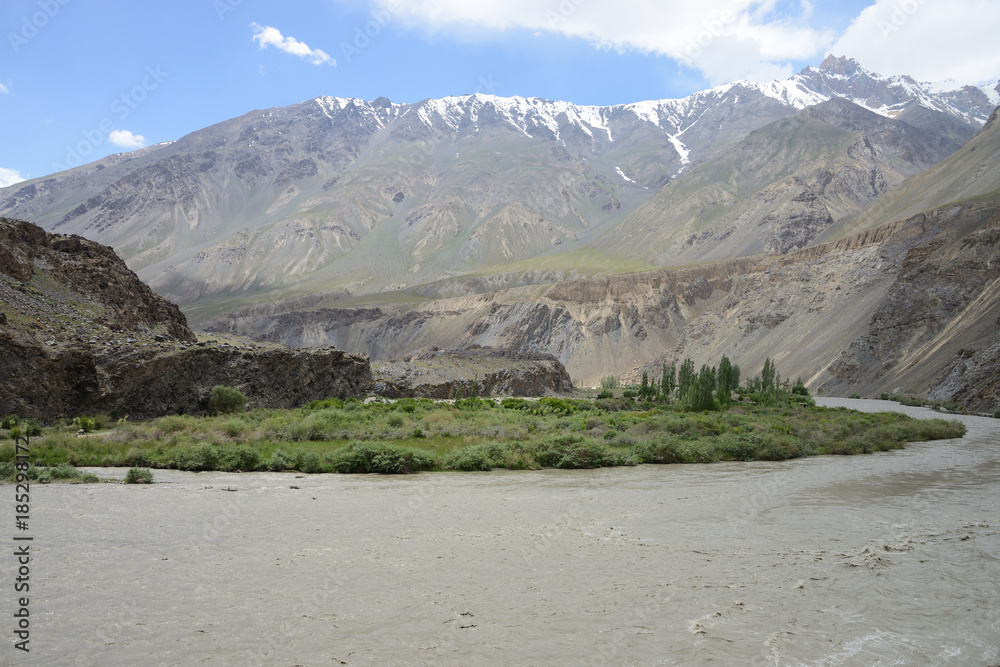 Beautiful Bartang Valley near Savnon, Pamir Mountain Range, Tajikistan