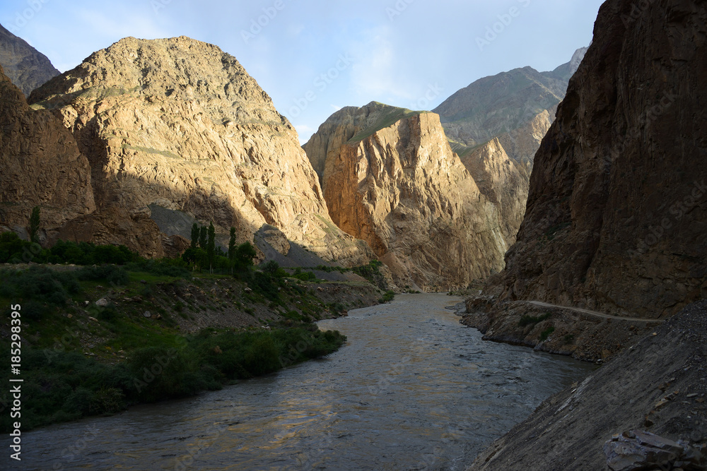 Beautiful Bartang Valley near Savnon, Pamir Mountain Range, Tajikistan