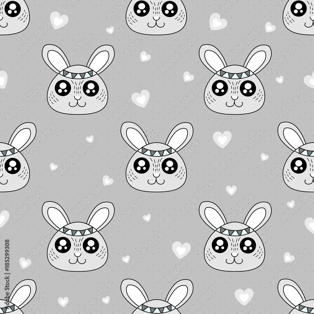Cute kids rabbit pattern for girls and boys. Colorful rabbit on the abstract background create a fun cartoon drawing. The rabbit pattern is made in neon colors. Urban backdrop for textile and fabric. Cute kids rabbit pattern for girls and boys. Colorful rabbit on the abstract background create a fun cartoon drawing. The rabbit pattern is made in neon colors. Urban backdrop for textile and fabric.
