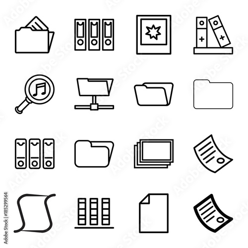 Folder icons. set of 16 editable outline folder icons