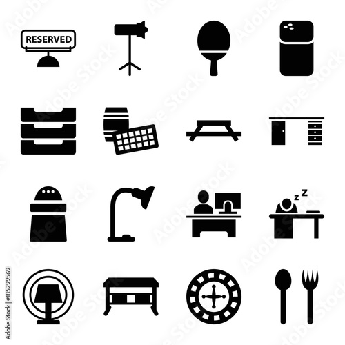 Table icons. set of 16 editable filled table icons photo