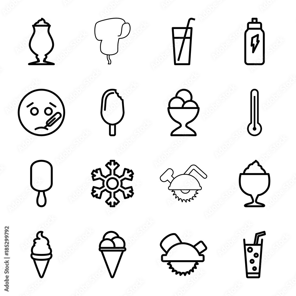 Cold icons. set of 16 editable outline cold icons Cold icons. set of 16 editable outline cold icons