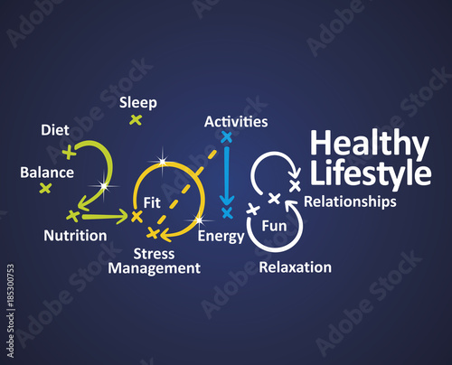 Healthy Lifestyle 2018 blue background vector