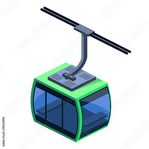 Isometric 3D vector illustration funicular cable for winter tourism
