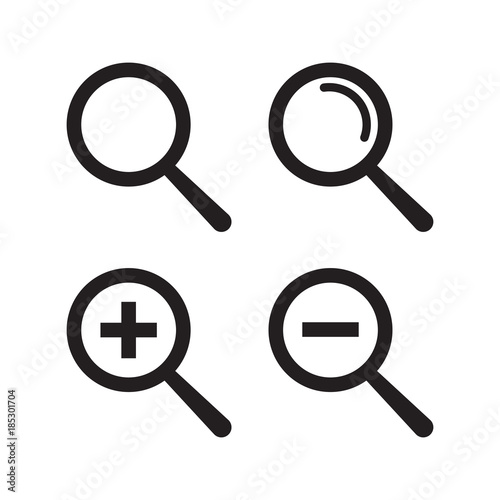 Search and zoom symbol vector icons
