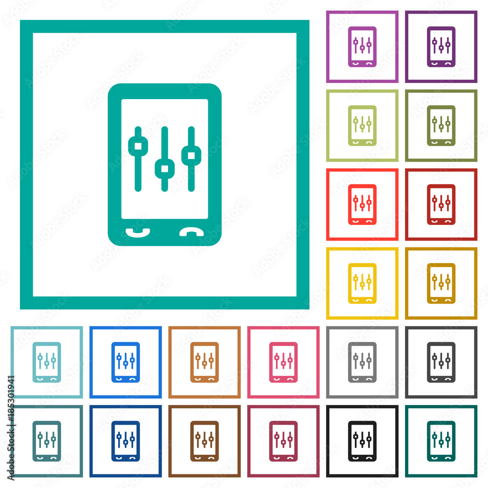 Mobile tweaking flat color icons with quadrant frames