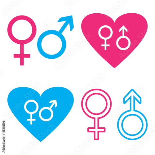 Blue and pink male and female symbols. Vector illustration