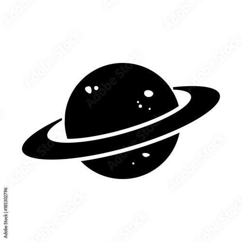 Black and white planet icon. Vector illustration