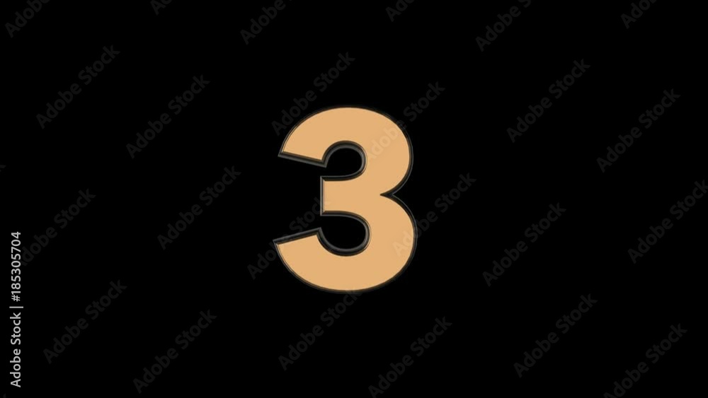 Three- 3D animated Golden Cinematic Text Number Falling Three- 3D animated Golden Cinematic Text Number Falling