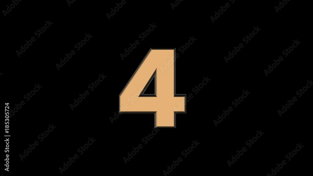 Four- 3D animated Golden Cinematic Text Number Falling Four- 3D animated Golden Cinematic Text Number Falling