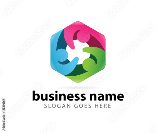 community cooperation leader success achievement vector logo design