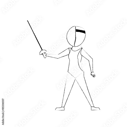 Fencer with rapier cartoon