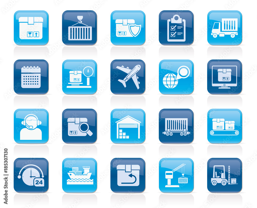 Logistics, delivery, transportation and cargo icons -vector icon set Logistics, delivery, transportation and cargo icons -vector icon set
