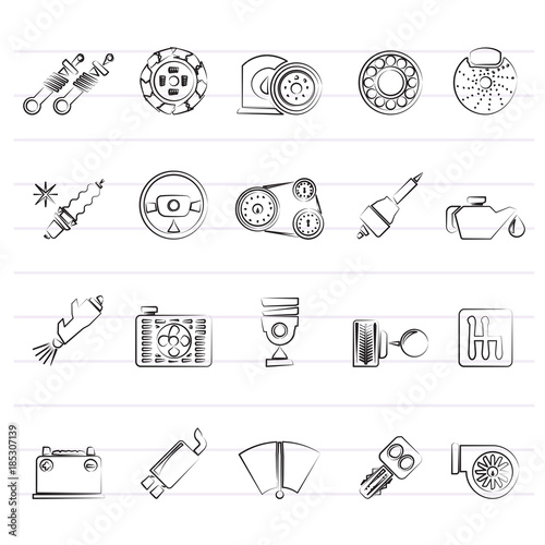 Different Car part and services icons - vector icon set