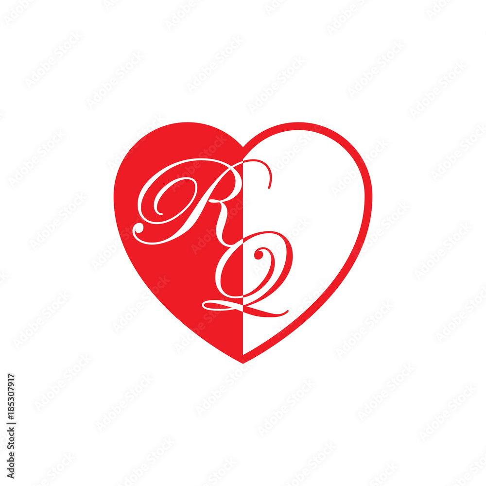 initial two letter love half shape initial two letter love half shape