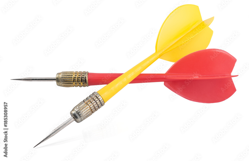Red and yellow Dart Isolated on White Background.Clipping Path. Red and yellow Dart Isolated on White Background.Clipping Path.