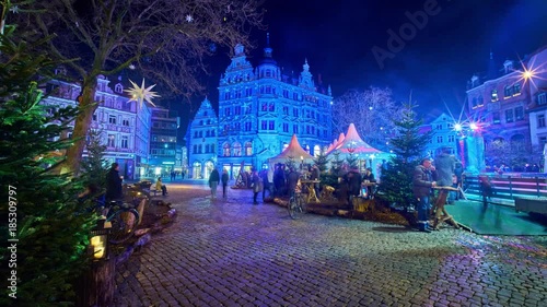 Beautiful christmas illuminations in Brunswick at Christmas week. Time lapse. 4K. photo