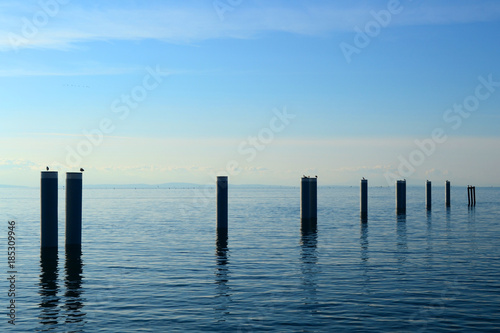 Amazing blue seascape in Garry Point park located in the small village of Stevenson, near Vancouver(BC) Canada