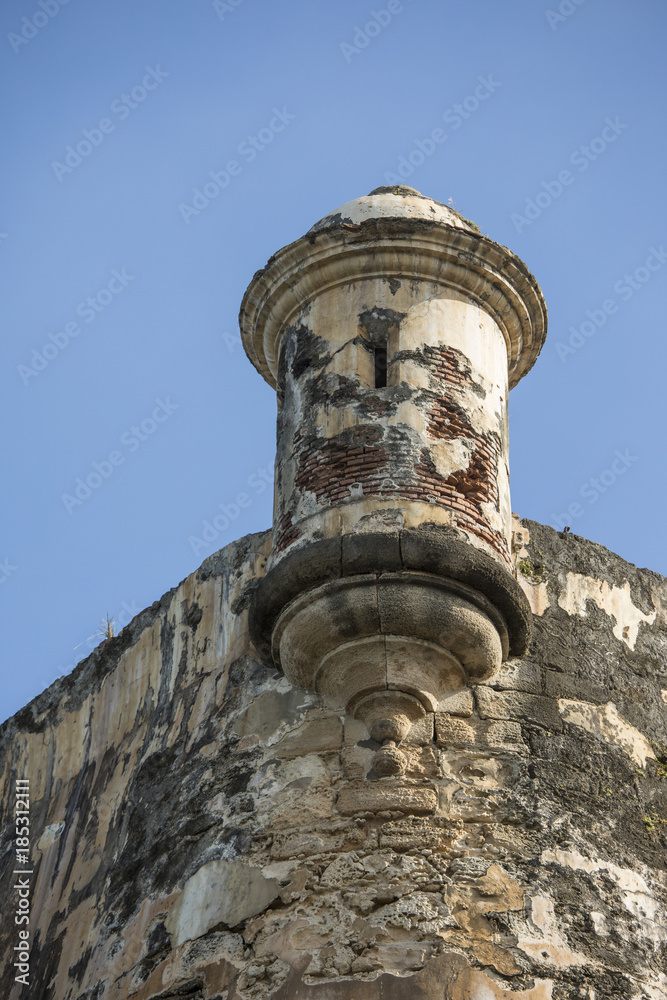 Garita, or watchtower, at El Morro fortress in San Juan, Puerto Rico.