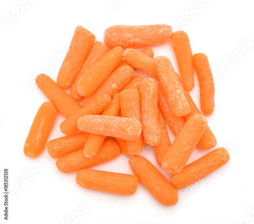 Group of baby carrots isolated on white background