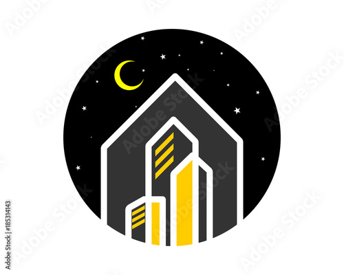 night building cityscape skyscraper construction architecture image icon logo