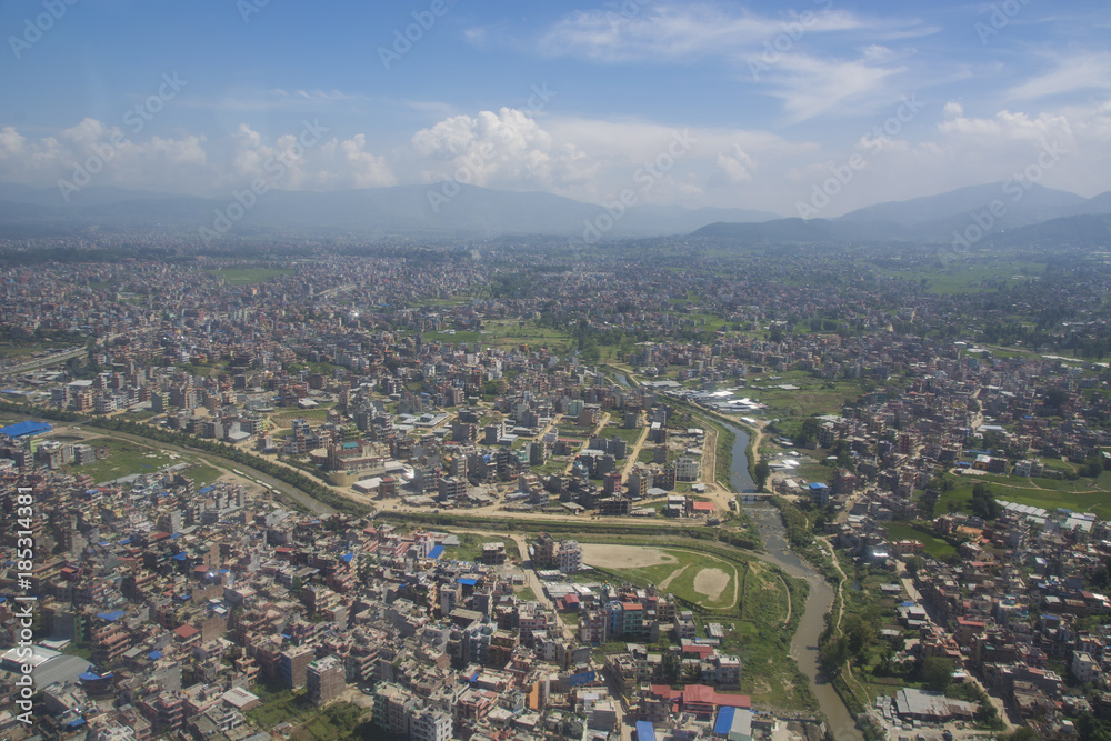 Aerial view of Kathmandu, Capital city of Nepal, Asia UNESCO world heritage site