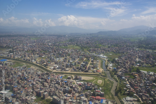Aerial view of Kathmandu, Capital city of Nepal, Asia UNESCO world heritage site
