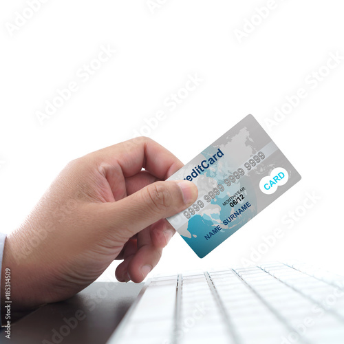 Businessman shopping and online payment with credit card