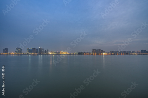 urban skyline and modern buildings at dusk, cityscape of China. © hallojulie