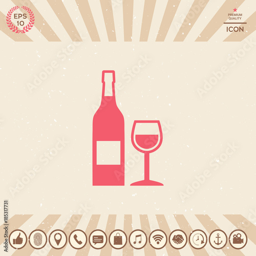 Bottle of wine and wineglass icon