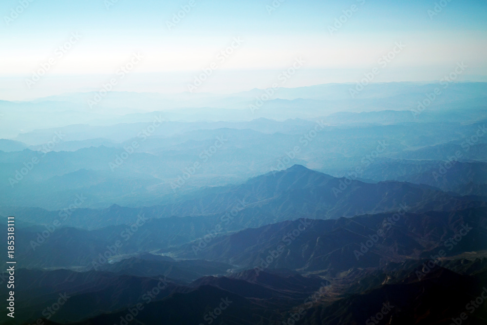 Aerial view of mountain range view