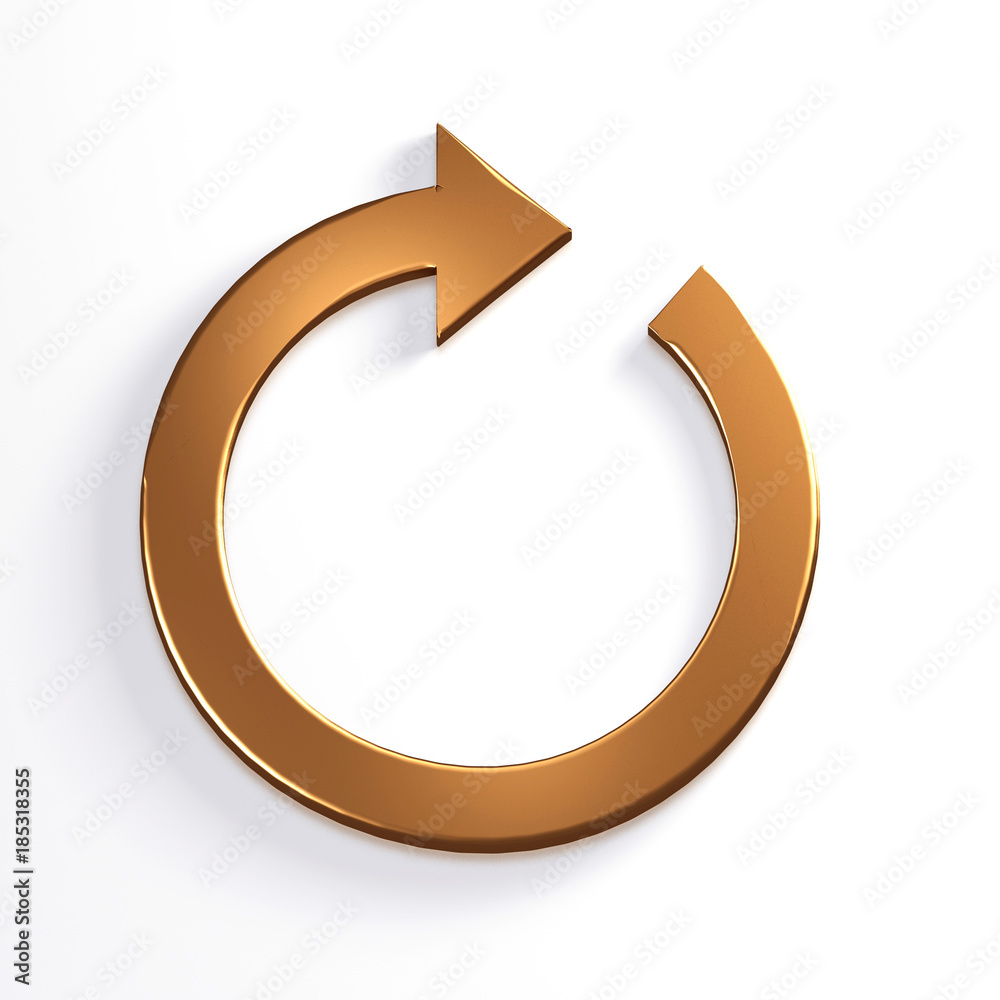 Circular Arrow. Redo, Cycle, Restart, Loop Concepts. 3D Bronze Copper Render Illustration Circular Arrow. Redo, Cycle, Restart, Loop Concepts. 3D Bronze Copper Render Illustration