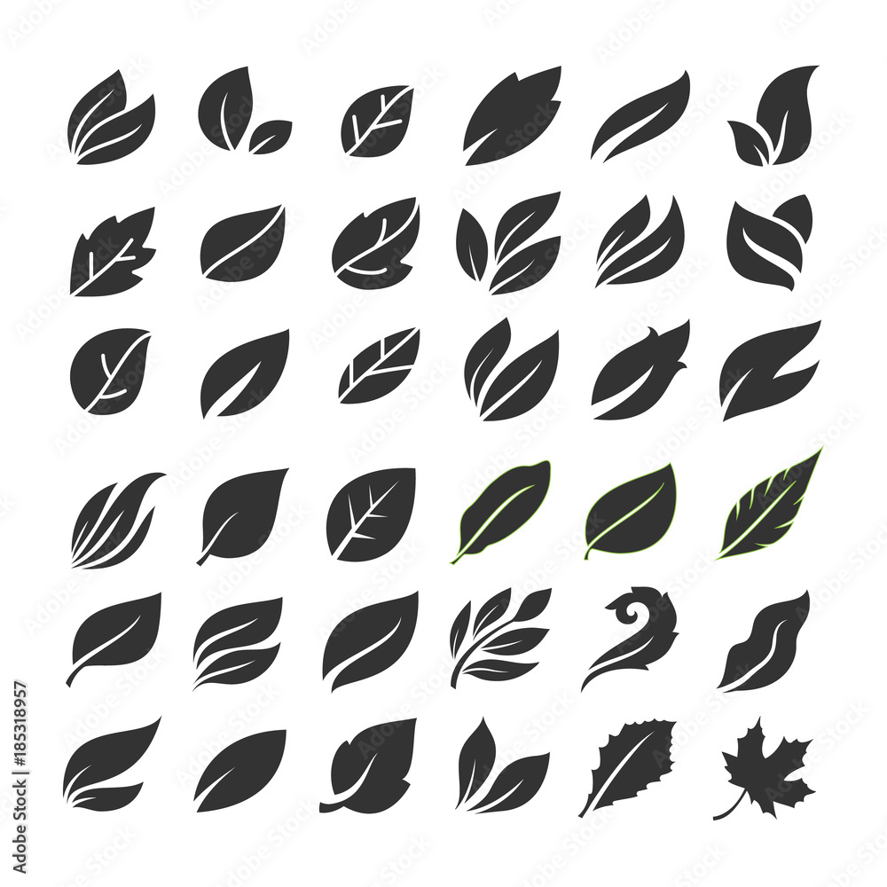 Leaves icon set. Leaf logo. Vector illustration Leaves icon set. Leaf logo. Vector illustration