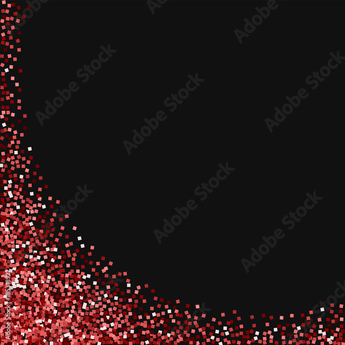 Red gold glitter. Abstract left bottom corner with red gold glitter on black background. Uncommon Vector illustration.
