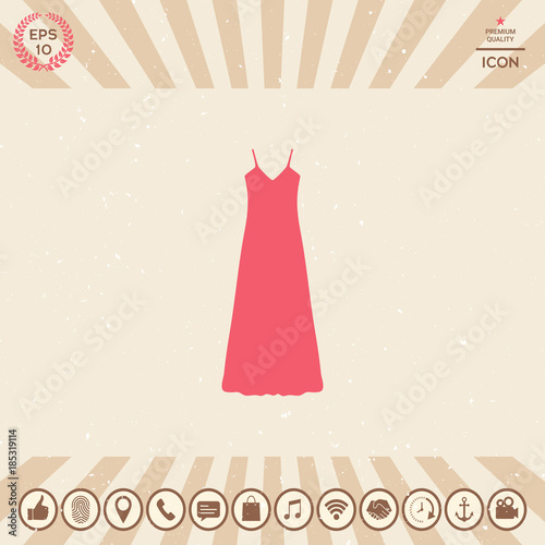Long Dress, Evening dress, combination or nightie , the silhouette. Menu item in the web design