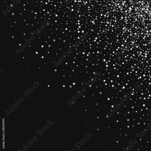 Amazing falling stars. Scattered top right corner with amazing falling stars on black background. Classy Vector illustration.