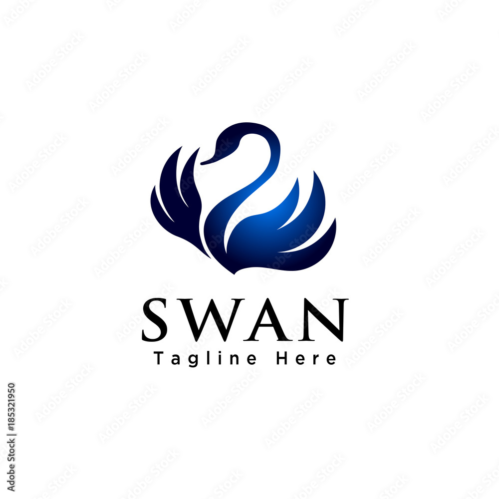 elegant Flying swan bird logo