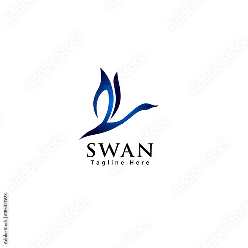 Simple Art Flying swan bird logo