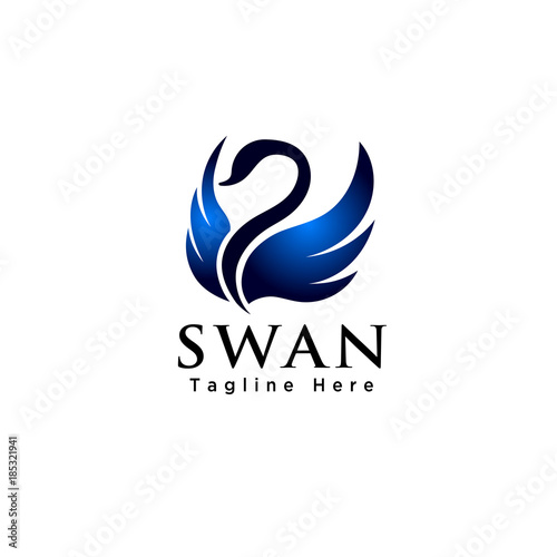 elegant Flying swan bird logo
