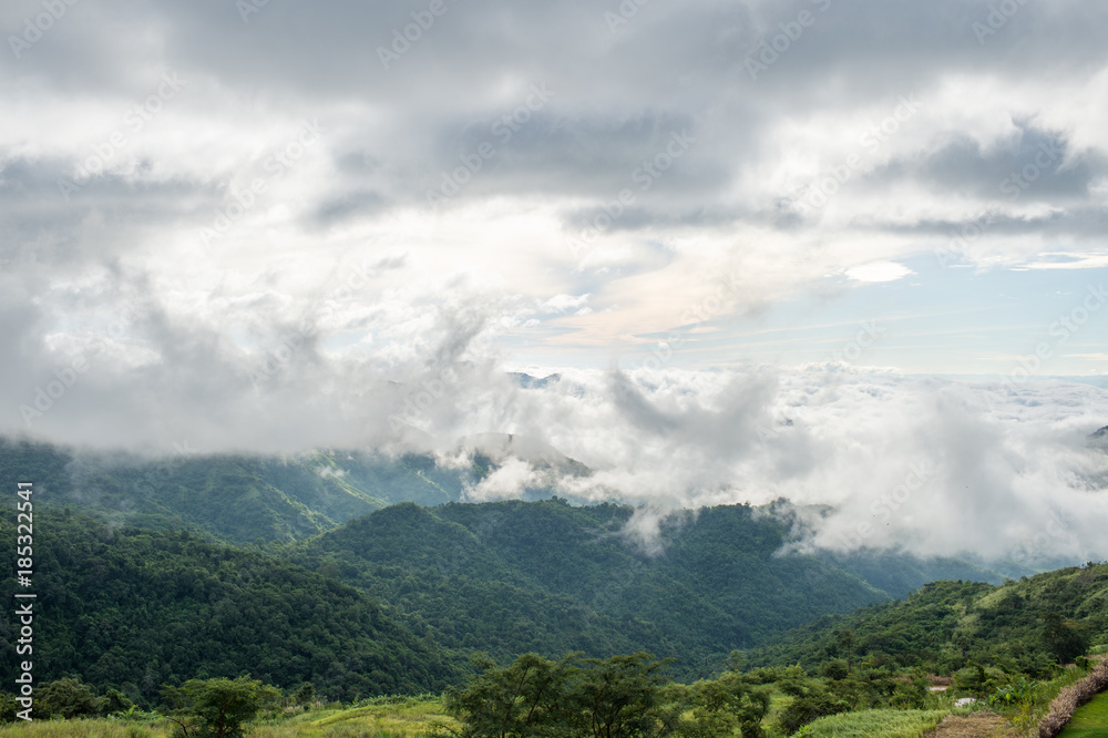 Panorama view mountain and cloudy of nature in Khao Kho, Phetchabun Province. One of the most popular attractions in Thailand.