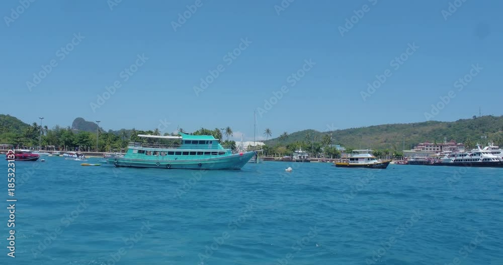 PHUKET, THAILAND, MARCH 2017: Coastal Landscape of Phi Phi Islands, Thailand PHUKET, THAILAND, MARCH 2017: Coastal Landscape of Phi Phi Islands, Thailand