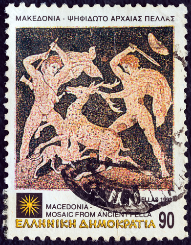 Deer hunt mosaic, Pella, Macedonia (Greece 1992) photo