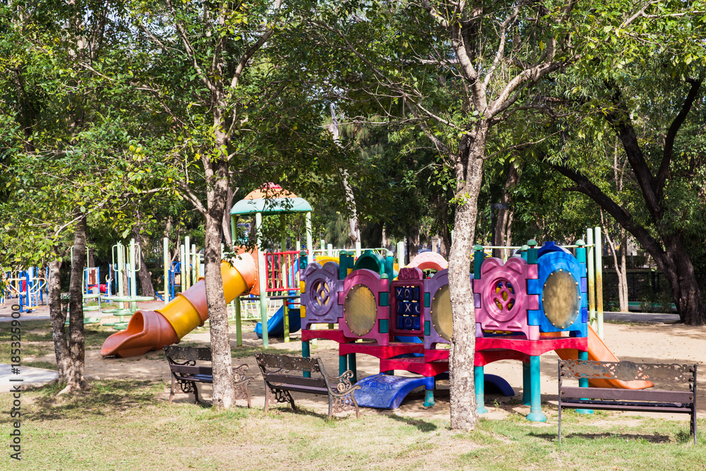 Colorful playground in city park