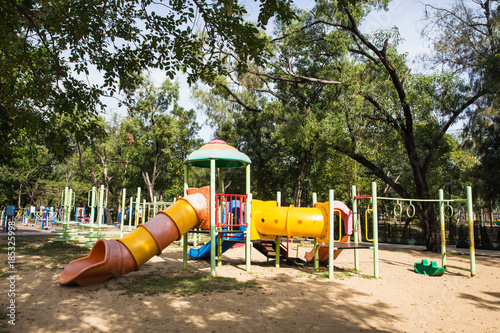 Colorful playground in city park