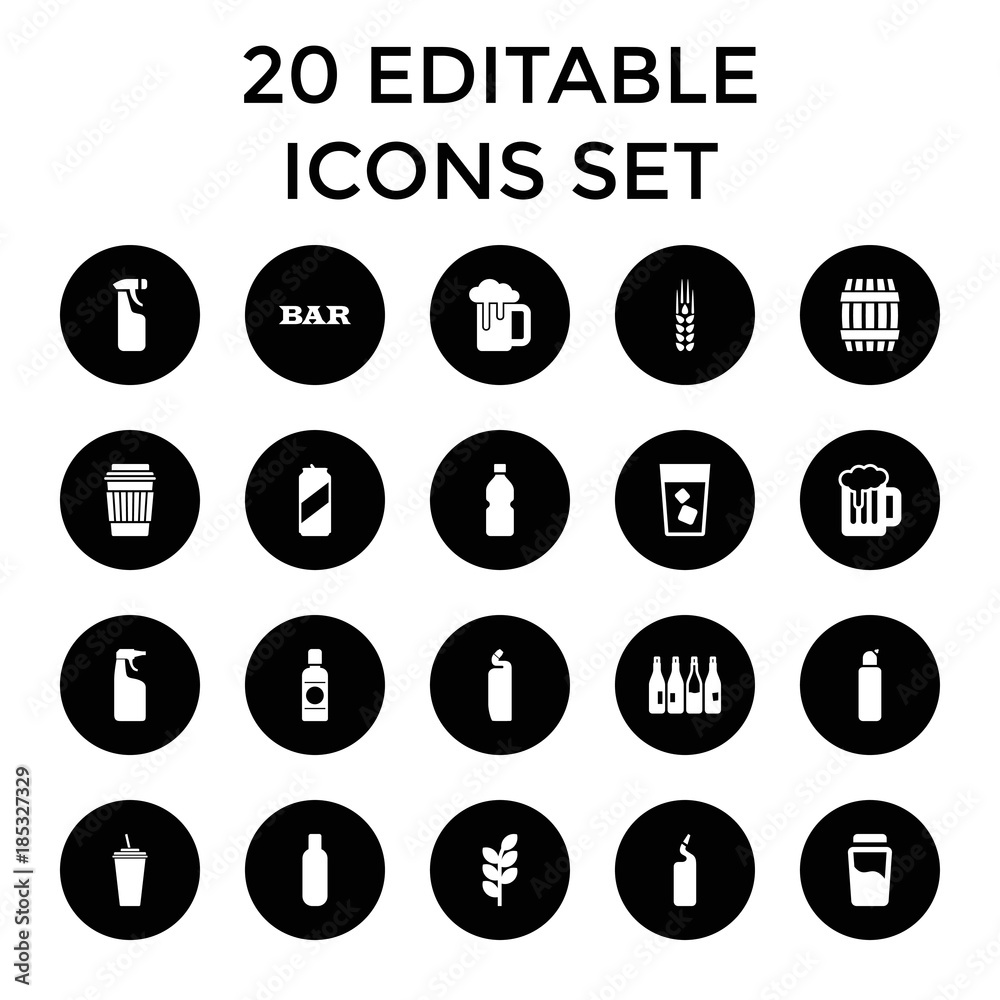 Beer icons. set of 20 editable filled beer icons Beer icons. set of 20 editable filled beer icons