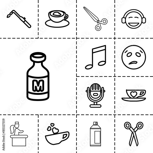 Clipart icons. set of 13 editable outline clipart icons