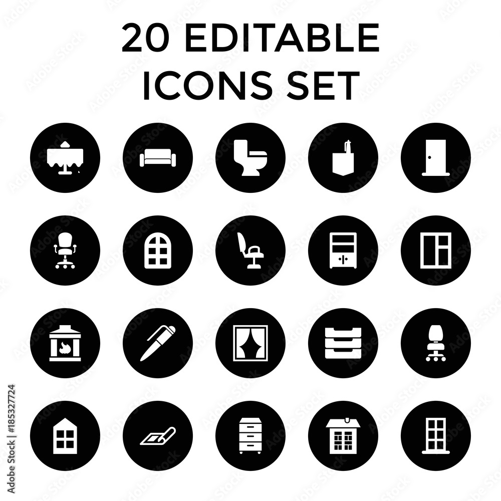 Interior icons. set of 20 editable filled interior icons Interior icons. set of 20 editable filled interior icons