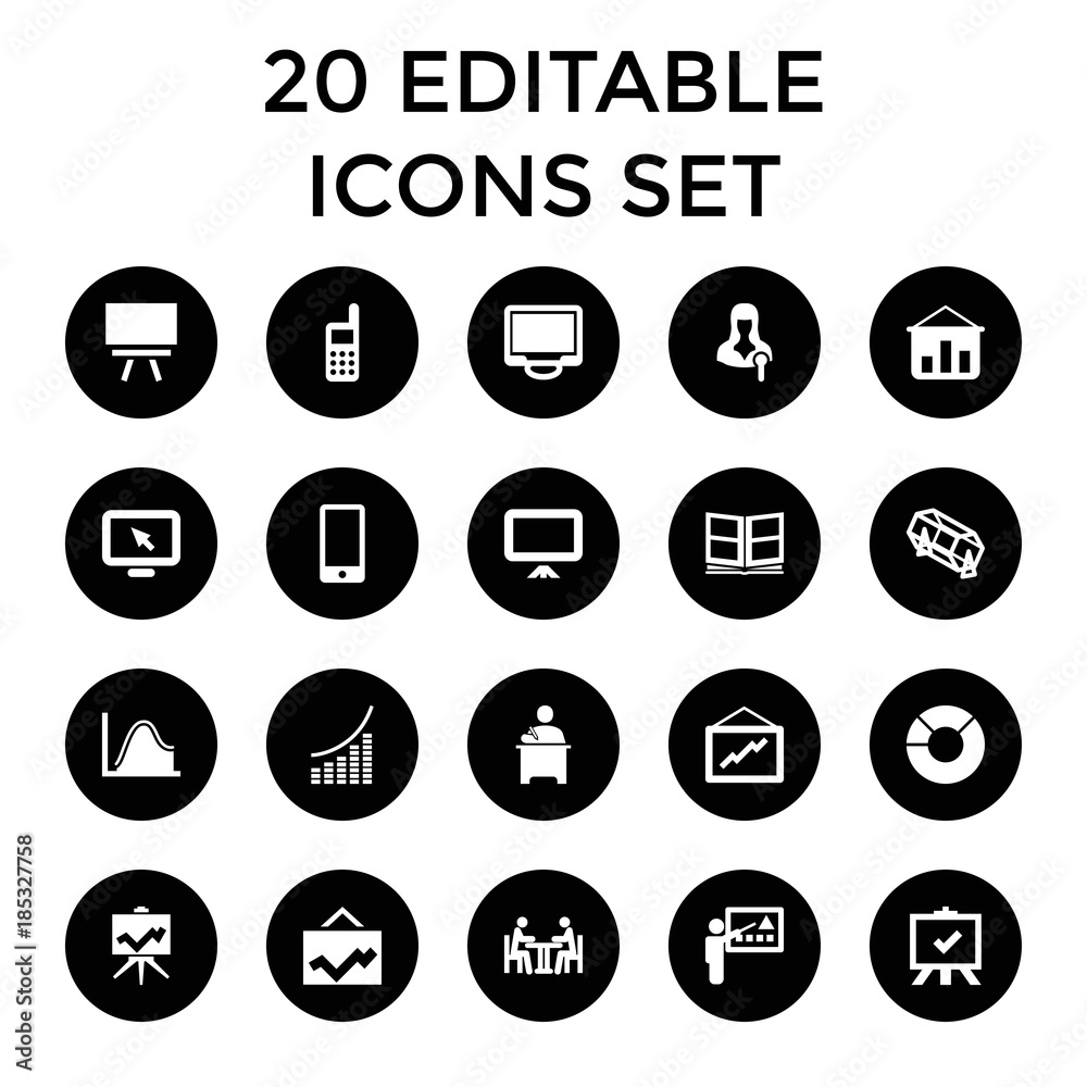 Presentation icons. set of 20 editable filled presentation icons Presentation icons. set of 20 editable filled presentation icons
